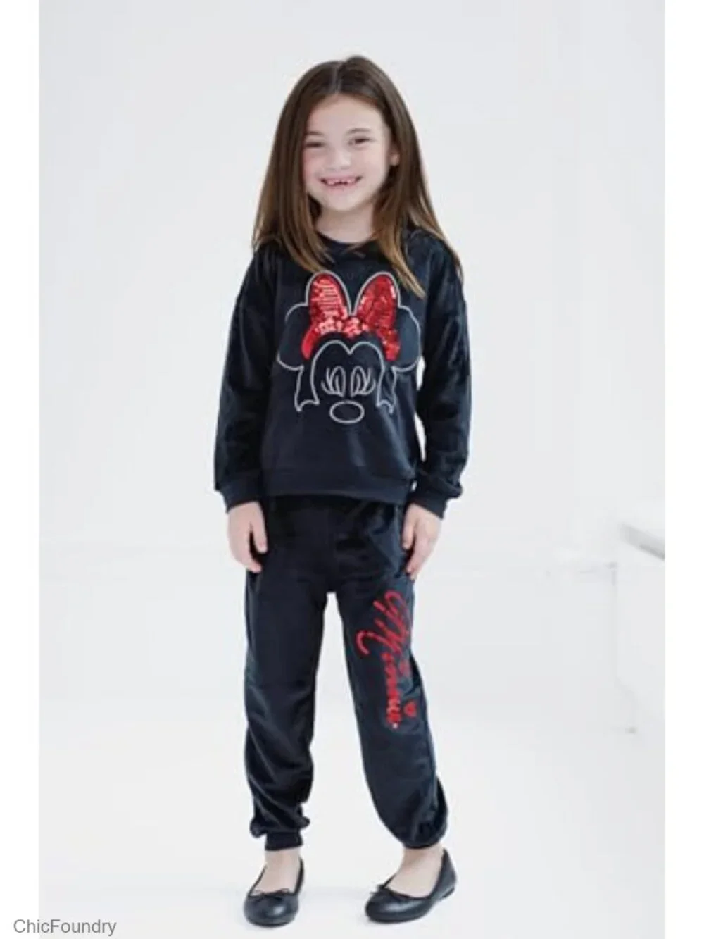 Girls Velour Drop Shoulder Sweatshirt and Jogger Pants Set